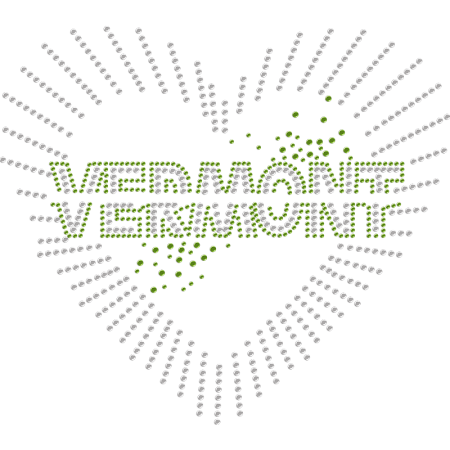 Heart Shaped Vermont Rhinestone Iron On Stickers